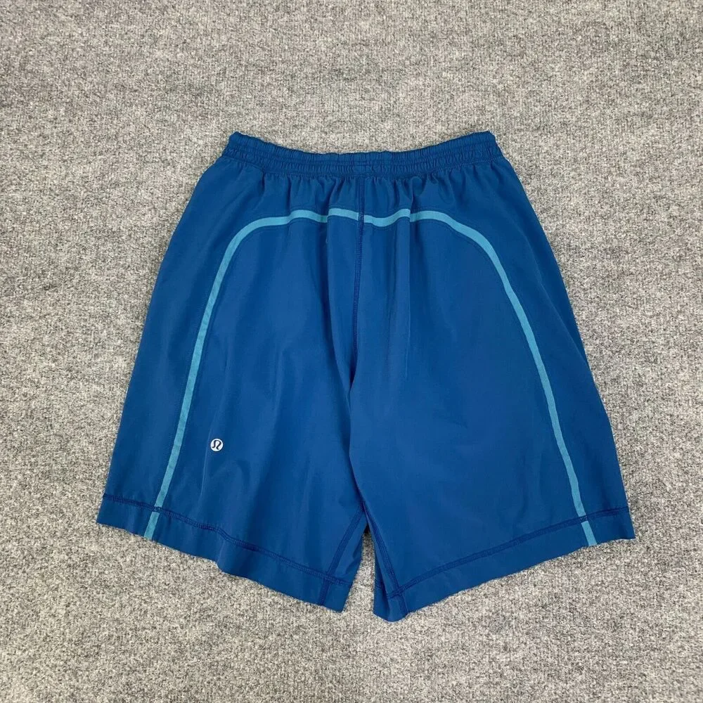 Lululemon Shorts Mens M Medium Pacific Blue Inner Lined Drawstring Pull On Train